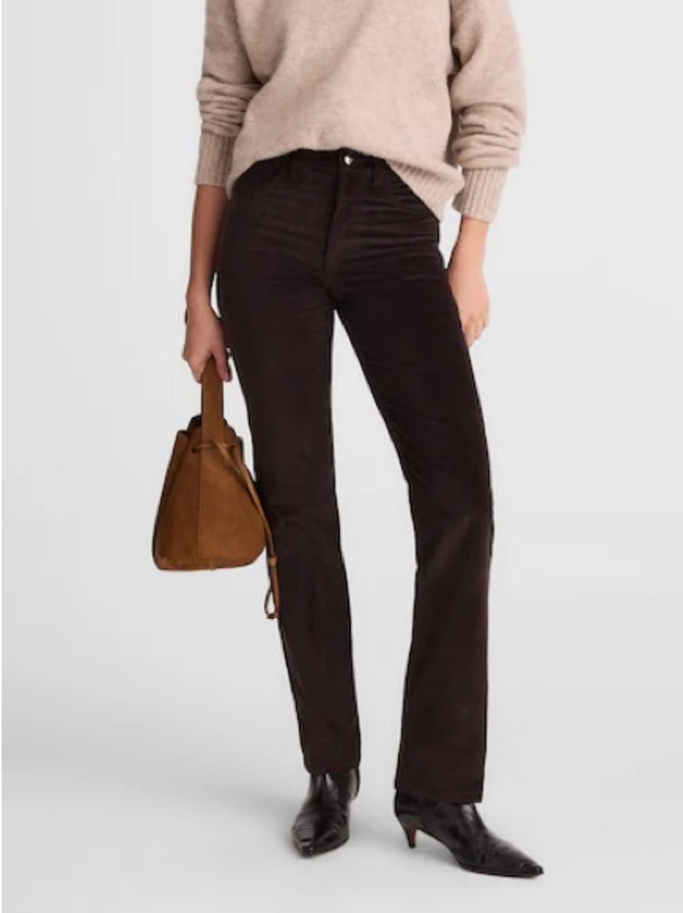 Madewell Longline Straight Pant Corduroy Black Walnut Brown Size 27